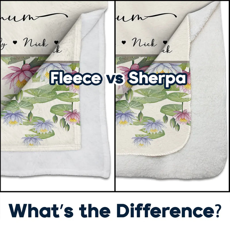 Gift For Grandma,Gift For Mother,Love,Happy - Grandma Mum Birth Flower Watercolor Blooming In Love - Personalized Fleece Blanket, Sherpa Blanket