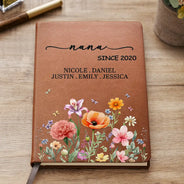Gift For Grandma,Grandma - Grandkids,Happy - Grandma Nana Gigi Since - Personalized Leather Journal