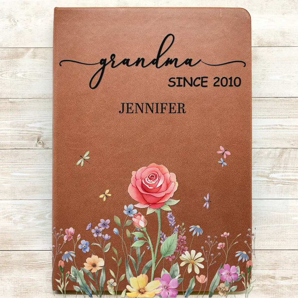 Gift For Grandma,Grandma - Grandkids,Happy - Grandma Nana Gigi Since - Personalized Leather Journal