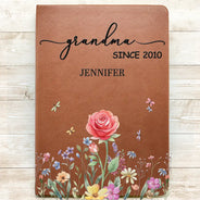 Gift For Grandma,Grandma - Grandkids,Happy - Grandma Nana Gigi Since - Personalized Leather Journal