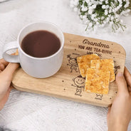 Gift For Grandma, Gift For Grandparents, Gift For Grandpa, Gift For Mother, Love - Grandma You Are Tea-Riffic - Personalized Serving Board With Cup Holder