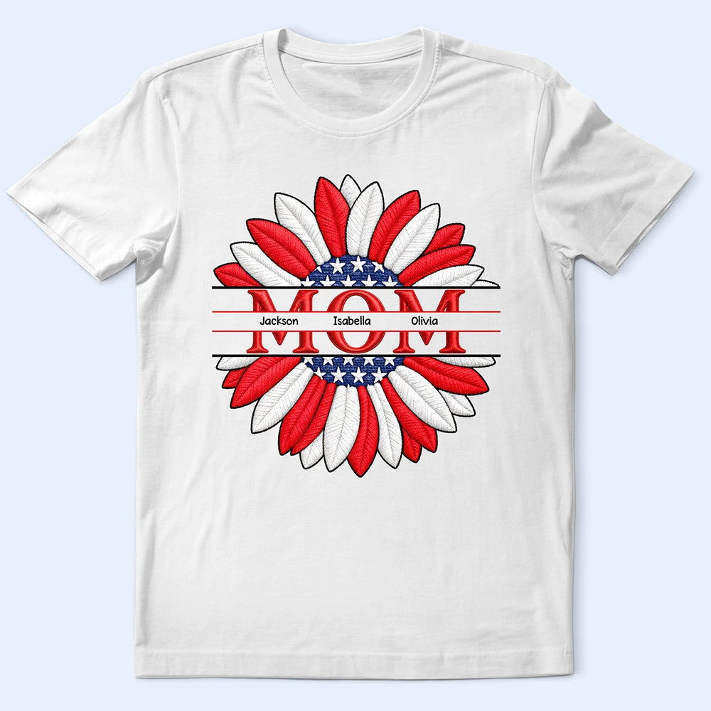 Grandma Mommy We Love You Embroidery Effect Prints - Personalized T Shirt