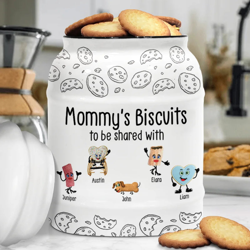 Gift For Mother,Gift For Grandma,Happy,Gift For Grandpa,Gift For Father - Grandma's Biscuits To Be Shared With The Grandkids - Personalized Cookie Jar