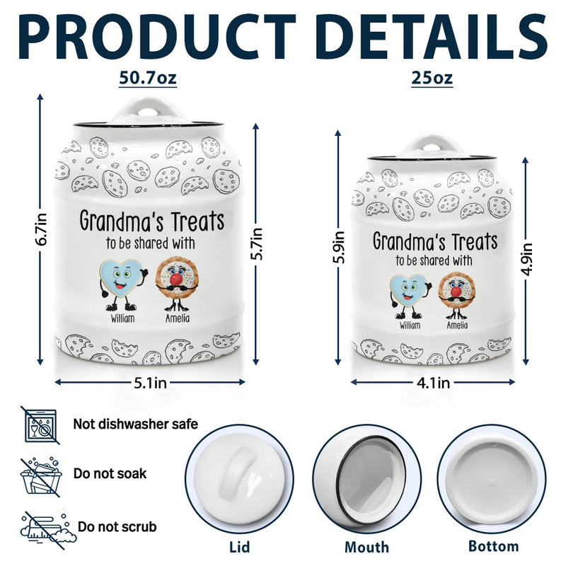 Gift For Mother,Gift For Grandma,Happy,Gift For Grandpa,Gift For Father - Grandma's Biscuits To Be Shared With The Grandkids - Personalized Cookie Jar