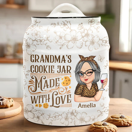 Grandma's Cookie Jar Made With Love - Personalized Cookie Jar