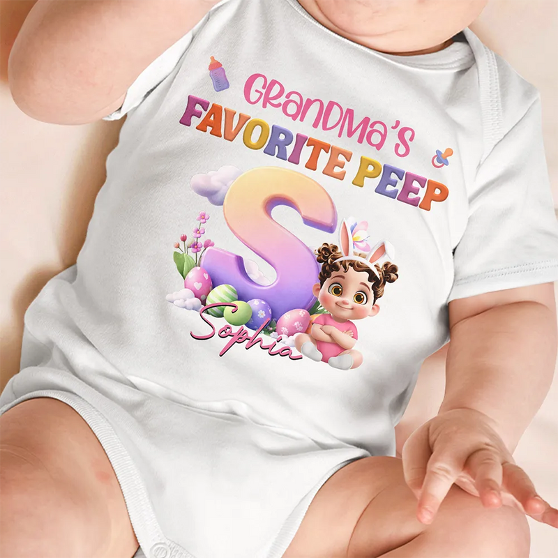 New baby,Parents,Gift For Grandkids,Grandma - Grandkids,Grandpa - Grandkids,Easter,Happy - Grandma's Favorite Peep - Personalized Baby Onesie