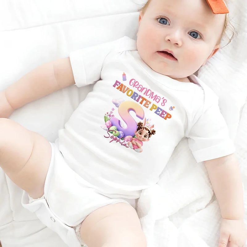 New baby,Parents,Gift For Grandkids,Grandma - Grandkids,Grandpa - Grandkids,Easter,Happy - Grandma's Favorite Peep - Personalized Baby Onesie