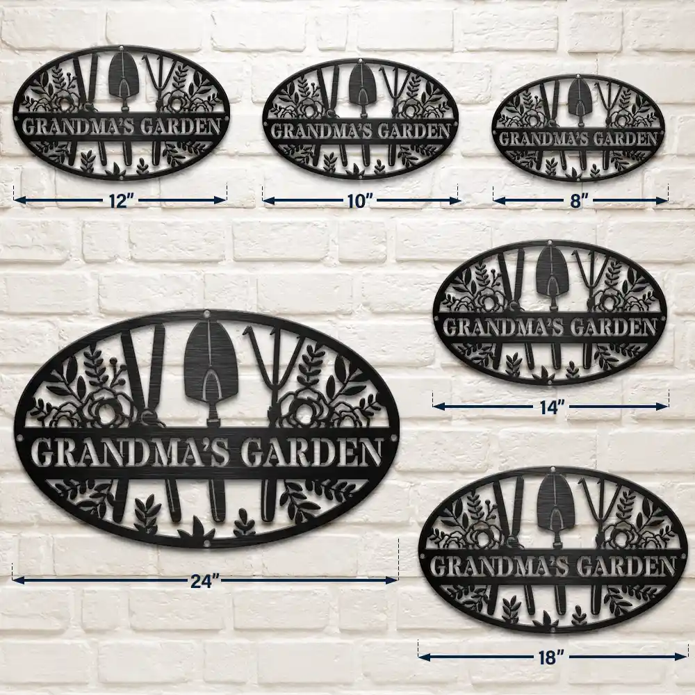 Happy,Gift For Grandma,Gift For Mother,Cooking,Gift For Women,Gift For Yourself,Gardening - Grandma's Garden - Personalized Cutout Metal Sign