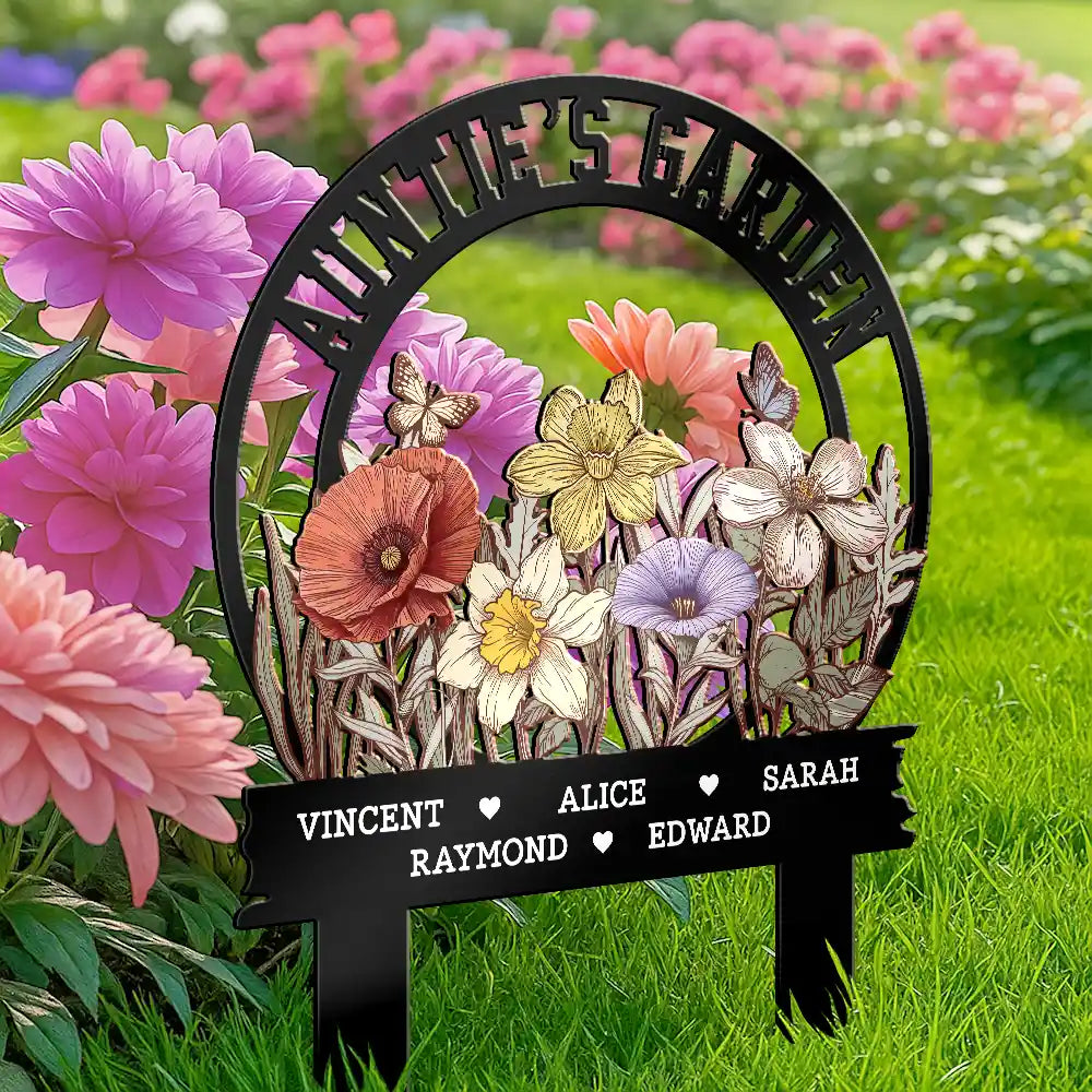 Gift For Women,Gift For Yourself,Gift For Grandma,Happy - Grandma's Garden - Personalized Metal Garden Stake