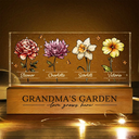 Gift For Grandma, Gift For Mother, Gift For Wife, Gift For Women, Happy - Grandma's Garden Birth Flowers - Personalized Rectangle LED Light