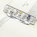 Gift For Grandma,Grandma - Grandkids,Happy - Grandma's Garden Birth Month Flower - Personalized Custom Shaped Metal Bookmark