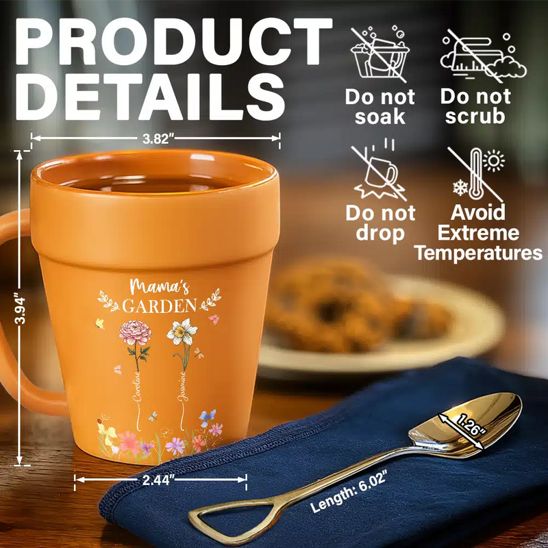 Gardening, Gift For Grandma, Gift For Mother, Happy - Grandma's Garden Birth Month Flower - Personalized Plant Pot Ceramic Mug