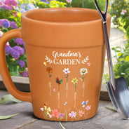 Gardening, Gift For Grandma, Gift For Mother, Happy - Grandma's Garden Birth Month Flower - Personalized Plant Pot Ceramic Mug