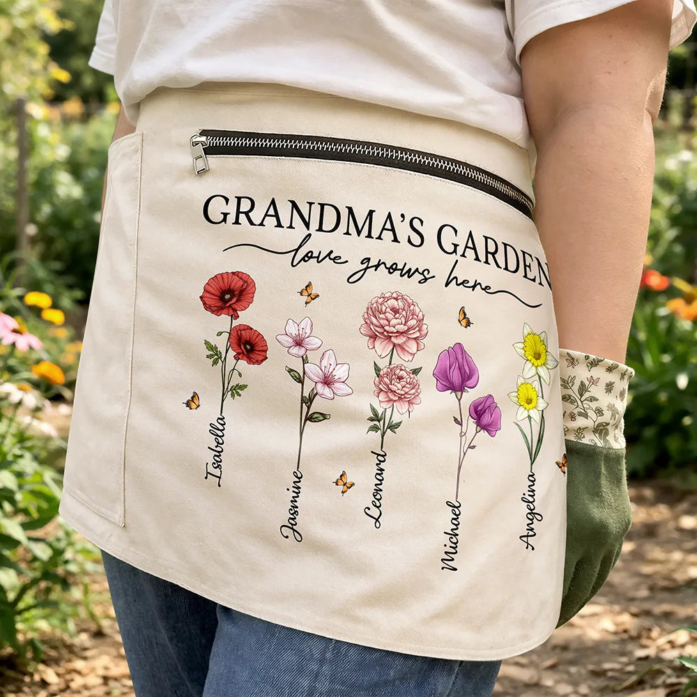 Grandma's Garden Love Grows Here - Personalized Gardening Apron