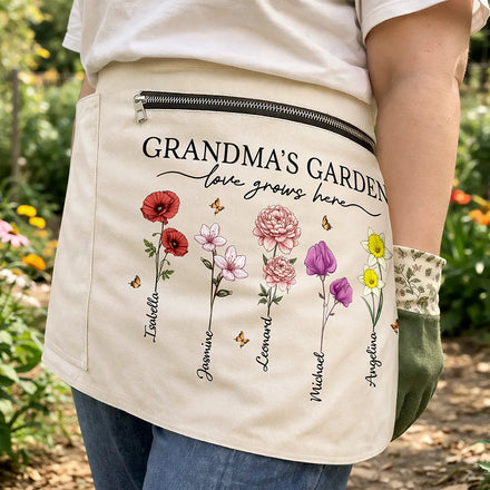Grandma's Garden Love Grows Here - Personalized Gardening Apron