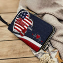 Gift For Mother,Gift For Grandma,Gift For Wife,Independence Day,Happy - Grandma's Little Sweethearts American - Personalized Leather Long Wallet