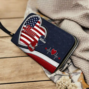 Gift For Mother,Gift For Grandma,Gift For Wife,Independence Day,Happy - Grandma's Little Sweethearts American - Personalized Leather Long Wallet