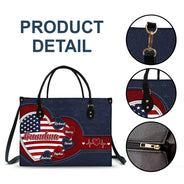 Gift For Mother, Gift For Grandma, Gift For Wife, Independence Day, Happy - Grandma's Little Sweethearts US Flag - Personalized Leather Bag
