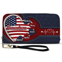 Gift For Mother,Gift For Grandma,Gift For Wife,Independence Day,Happy - Grandma's Little Sweethearts US Flag - Personalized Leather Long Wallet