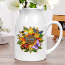 Gift For Grandma,Grandma - Grandkids,Grandma's Hobby,Gardening,Happy,Icon,Playful - Grandma's Love Bugs Stained Glass Effect - Personalized Ceramic Flower Vase