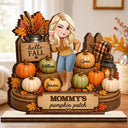 Top Market,Gift For Grandchildren,Gift For Grandkids,Gift For Grandma,Cozy,Grandma - Grandkids,Vector - Grandma's Pumpkin Patch Fall Vibes - Personalized Custom Shaped Wooden Plaque