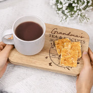 Gift For Mother,Gift For Grandma - Grandma's Tea And Biscuits - Personalized Serving Board With Cup Holder