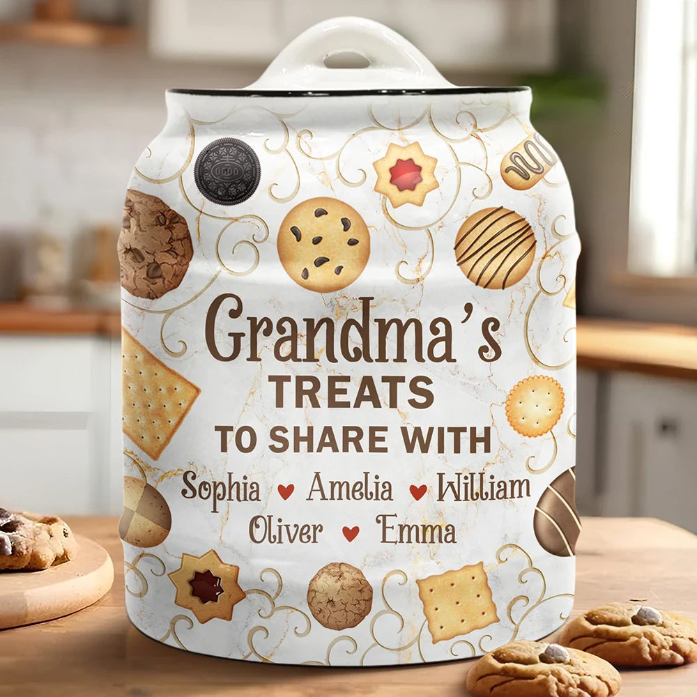 Gift For Mother,Gift For Grandma - Grandma's Treats - Personalized Cookie Jar
