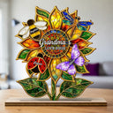Gift For Grandma,Grandma - Grandkids,Grandma's Hobby,Gardening,Happy,Icon,Adorable - Grandma's Love Bugs Stained Glass Effect - Personalized Custom Shaped Wooden Plaque
