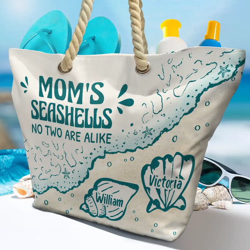 Gift For Grandma, Summer, Proud, Icon - Grandmas And Moms Seashells - Personalized Beach Bag