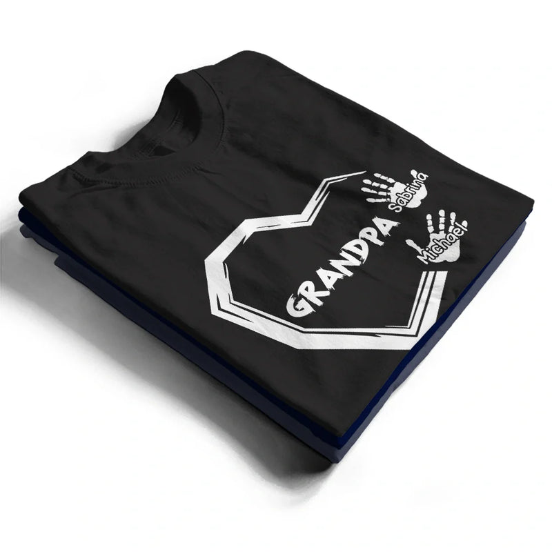 Gift For Father,Dad - Children,Happy - Grandpa Dad Heart Handprints - Personalized T Shirt