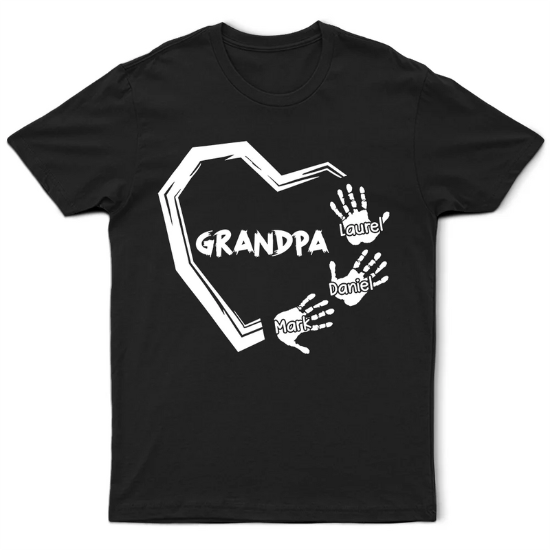 Gift For Father,Dad - Children,Happy - Grandpa Dad Heart Handprints - Personalized T Shirt