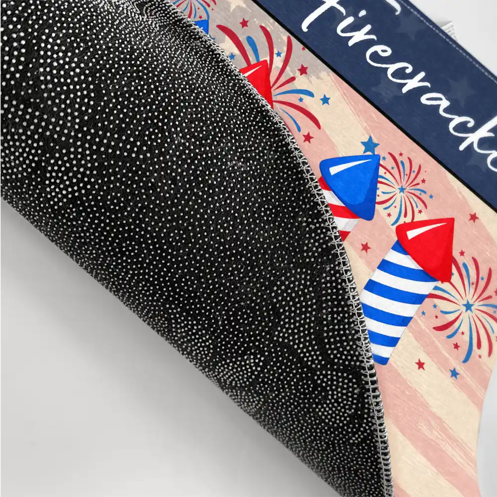 Independence Day, Gift For Grandpa, Gift For Grandma - Grandpa Grandma Firecrackers America Fireworks - Personalized Doormat