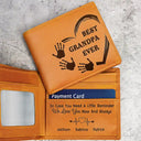 Gift For Father, Gift For Grandpa, Love - Grandpa Sweetheart Grandkid Handprint - Personalized Engraved Leather Wallet