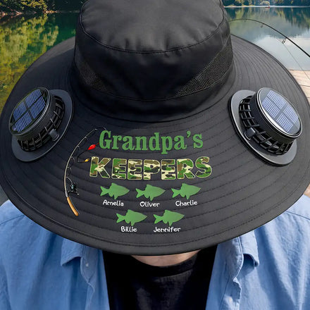 Grandpa's Keepers Camouflage Pattern - Personalized Solar Fan Hat