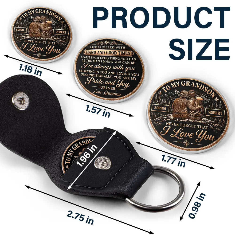 Top Market,Gift For Grandchildren,Sentimental,Gift For Grandson,Gift For Grandkids,Vector - Grandson Never Forget That I Love You - Personalized Leather Pocket Hug