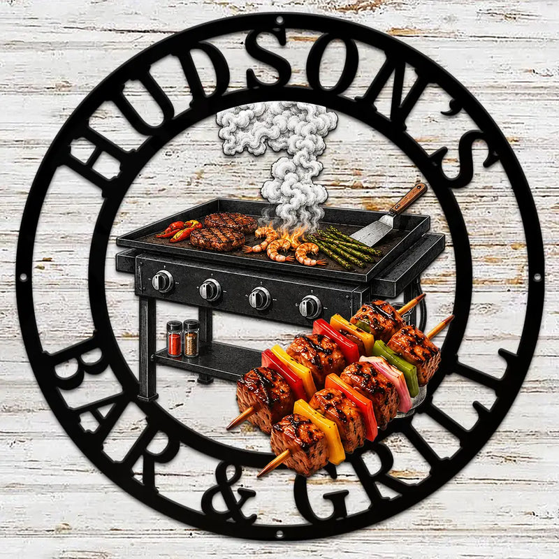 Top Market,Gift For Men,Gift For Yourself,Grilling,Icon,Happy - Grill & Chill Barbecue Gift For Husband Dad Grandpa - Personalized Custom Shaped Metal Sign