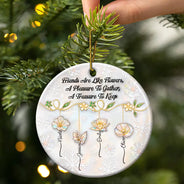 Happy,Gift For Bestie,Old Best friends,Gift For Sisters,Christmas - Grow An Old Friend Nacre Effect - Personalized Circle Ceramic Ornament