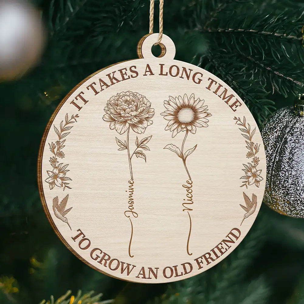 Grow An Old Friend Wooden Birth Flower - Personalized Custom Shaped Wooden Ornament