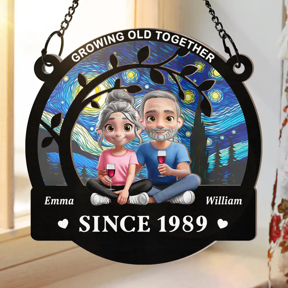 Growing Old Together Since - Personalized Window Hanging Suncatcher Ornament