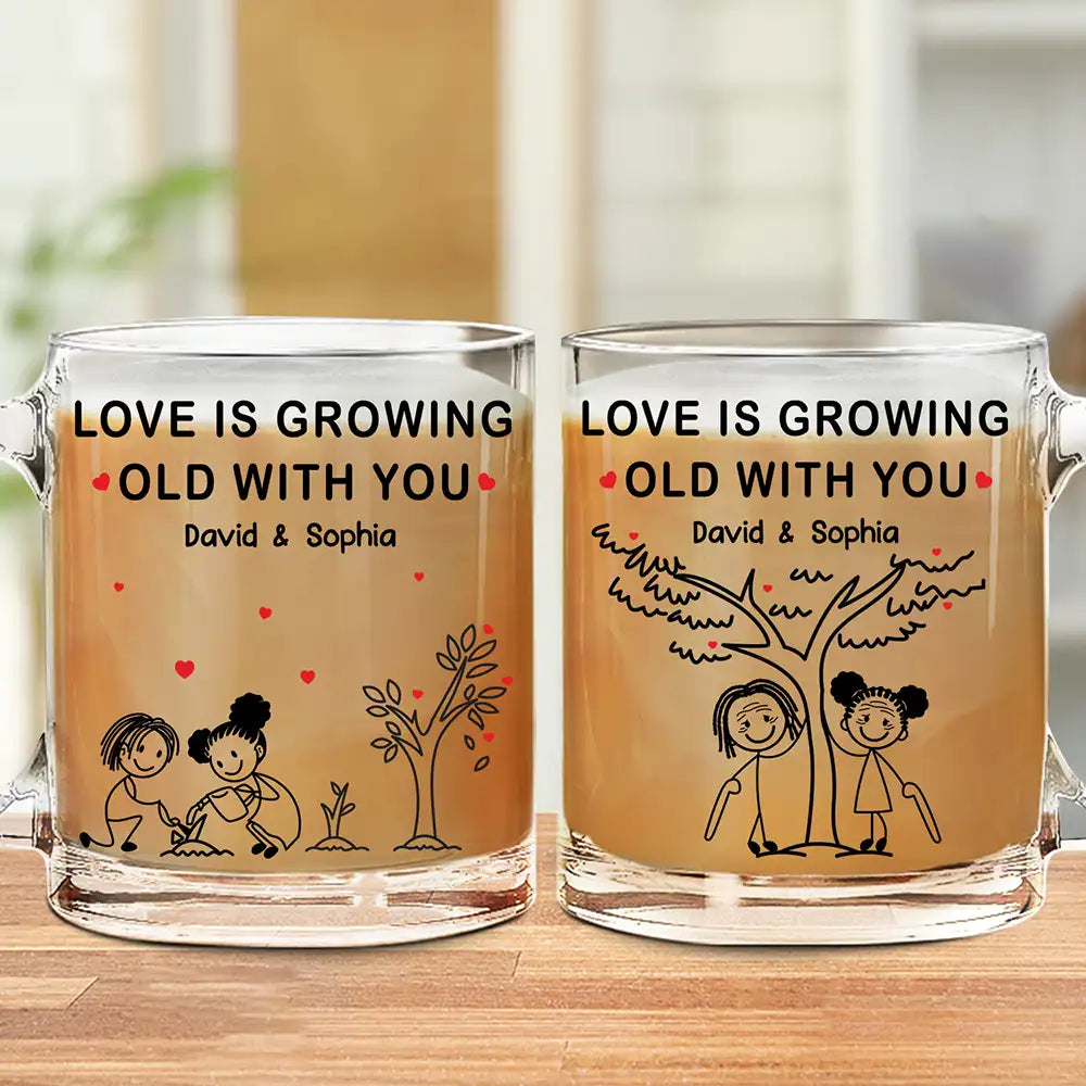Growing Old With You - Personalized Glass Mug