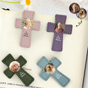 Gift For Yourself,Reading,Christian,Love - Custom Photo In Loving Memory Memorial - Personalized Cross Leather Magnetic Bookmark