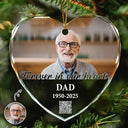 Gift For Yourself,Memorial,Sad,Christmas - Custom Photo QR Code Forever In Our Hearts - Personalized Heart Shaped Glass Ornament  