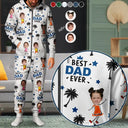 Gift For Grandpa,Gift For Father,Happy,Custom Photo - Custom Photo Best Dad Grandpa Ever - Personalized Overall Onesie Hooded Jumpsuit