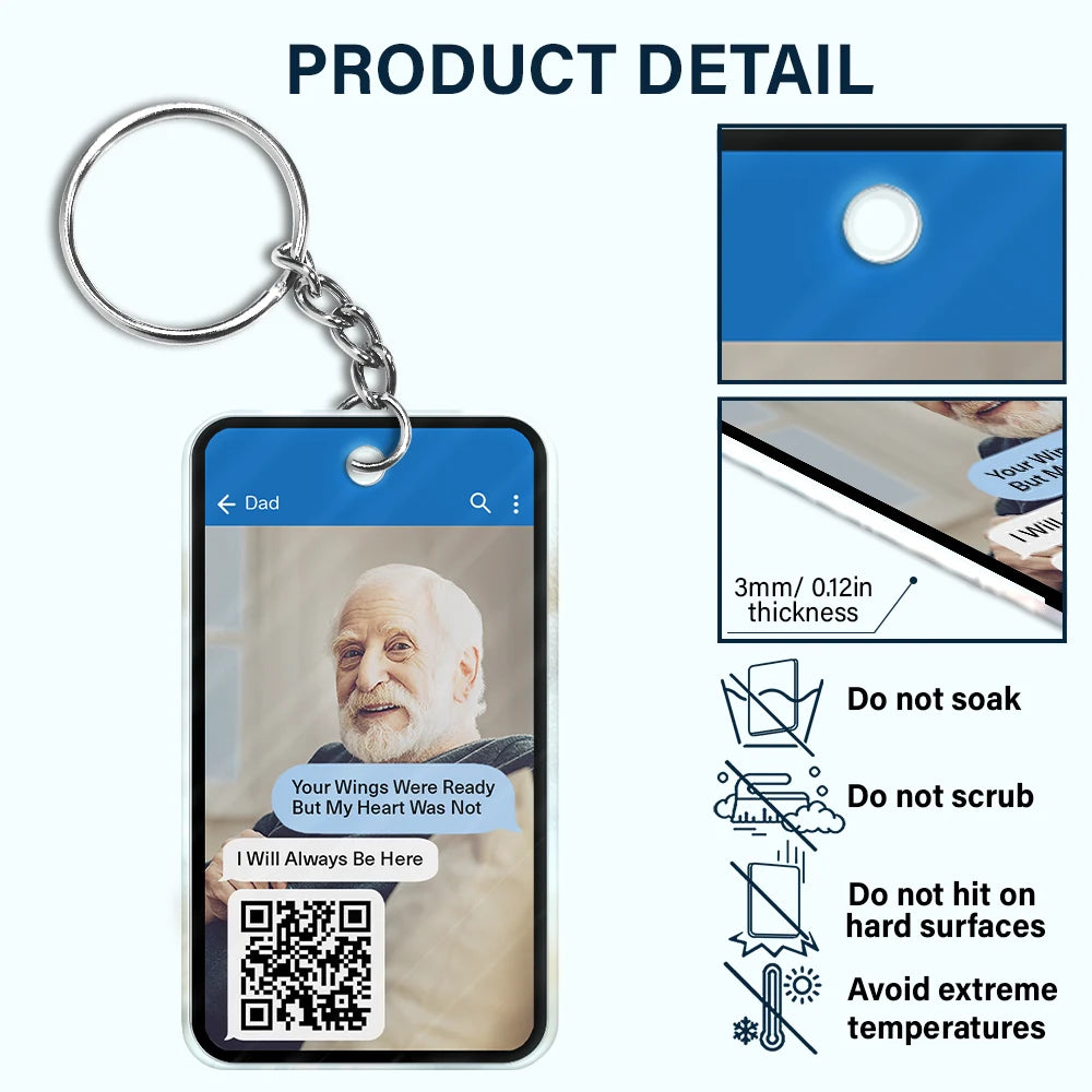 Gift For Couples,Old Couples,Gift For Husband,Gift For Wife,Gift For Boyfriend,Gift For Girlfriend,Gift For Yourself,Memorial,Sad - Custom Photo QR Code Memorial Message From Loved One - Personalized Acrylic Keychain