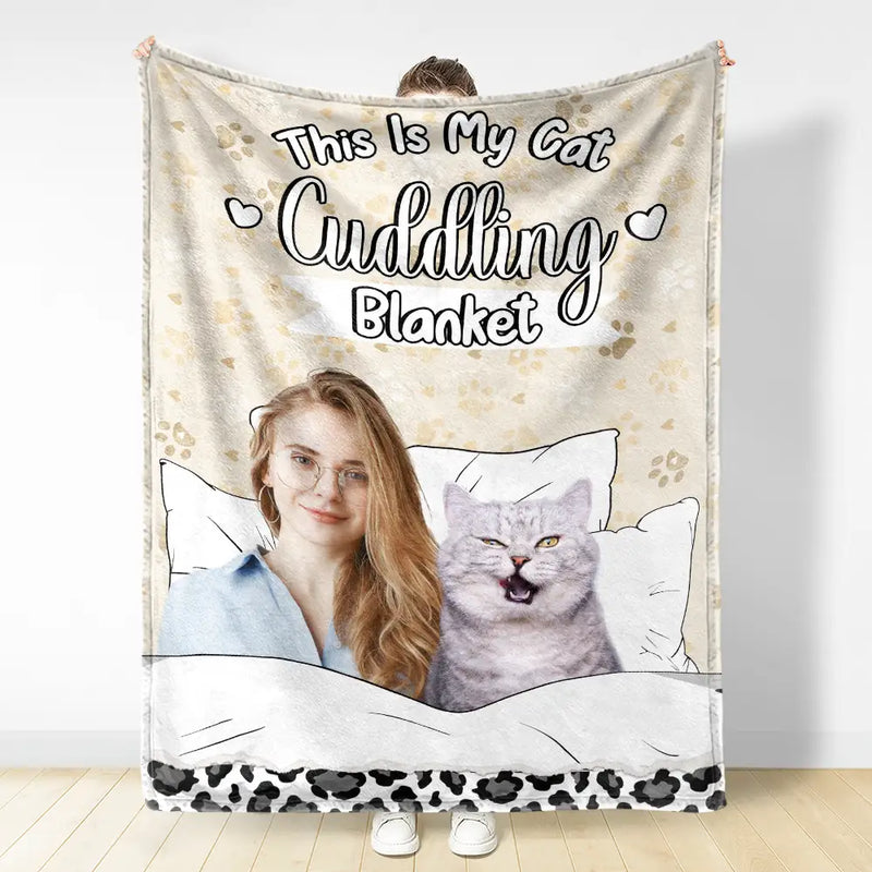 Gift For Yourself,Gift For Women,Gift For Men,Pet Lovers,Pet Mom,Pet Dad,Pet Couple,Dog Lovers,Dog Mom,Dog Dad,Dog Couple,Cat Lovers,Cat Mom,Cat Dad,Cat Couple,Custom Photo,Happy - Custom Photo Dog Cat Cuddling Blanket - Personalized Fleece Blanket, Sherpa Blanket