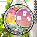Family,Long Distance,Love - Family Love Knows No Distance - Personalized Stained Glass Window Hanging Suncatcher