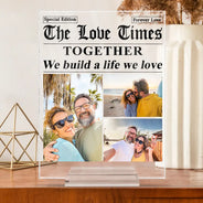Old Couples,Gift For Couples,Gift For Women,Gift For Men,Gift For Wife,Gift For Husband,Gift For Boyfriend,Gift For Girlfriend,Love,LGBT - Custom Photo The Love Times Newspaper Theme - Personalized Vertical Rectangle Acrylic Plaque