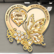 Memorial,Family,Gift For Men,Gift For Women,Sad,Top Market - Memorial Your Wings Were Ready Diamond 3D Effect - Personalized Custom Shaped Acrylic Car Visor Clip