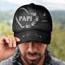 Gift For Yourself,Gift For Men,Gift For Grandpa,Gift For Father,Gift For Mother,Gift For Grandma,Love,French - Les Empreintes Des Mains Du Grand-Père Papa Et Des Enfants - Casquette Classique Personnalisée