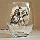 Gift For Bestie,Old Best friends,Gift For Sisters,Custom Photo,Happy - Custom Photo Pencil Sketch A True Friendship Is A Journey Without An End - Personalized Stemless Wine Glass